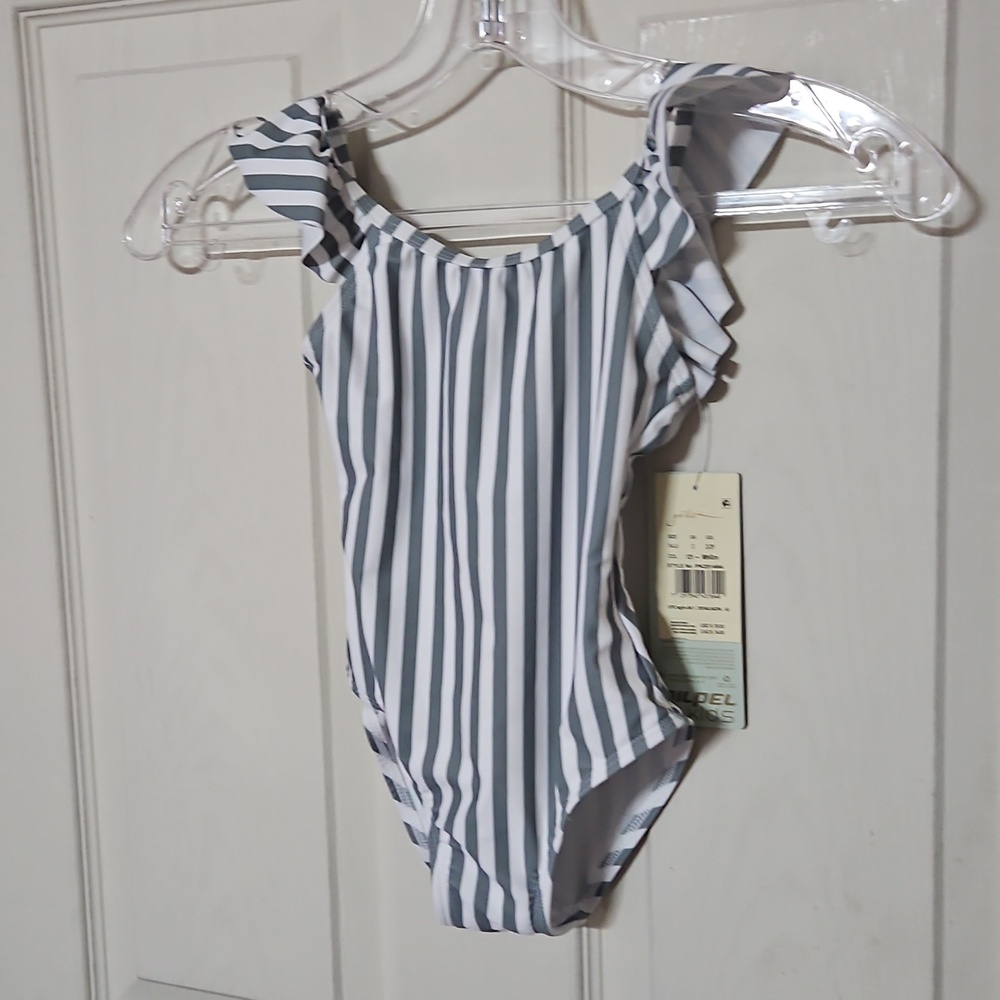 GOTTEX KIDS GREEN/WHITE STRIPED ONE PIECE: NEW WITH TAGS: SIZE 3